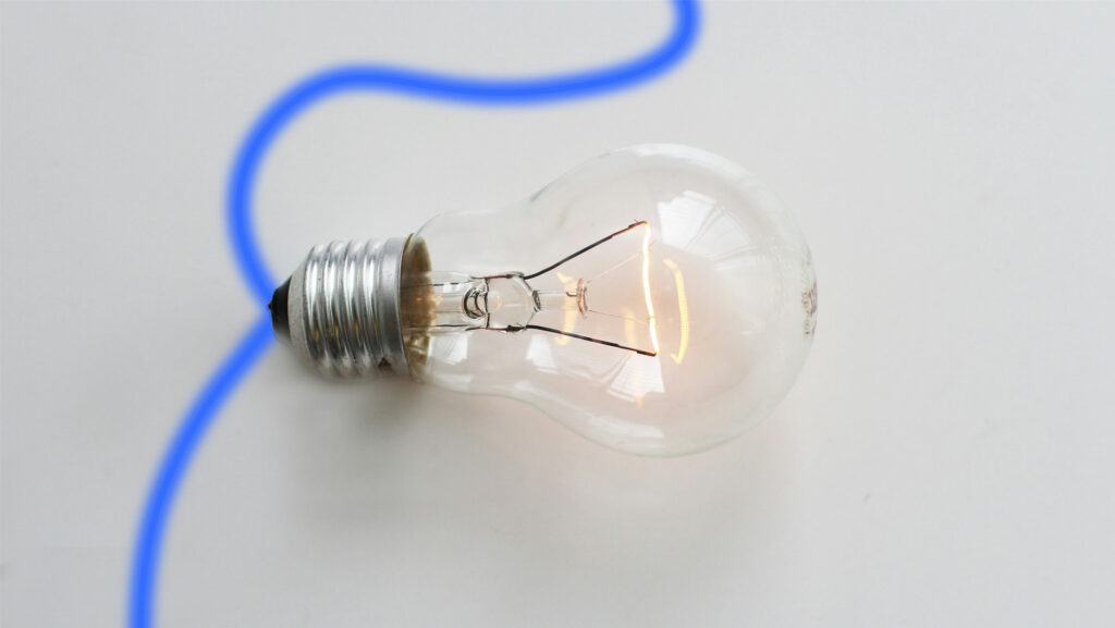 Lightbulb with blue line