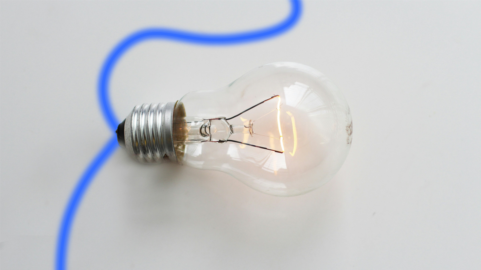 Lightbulb with blue line
